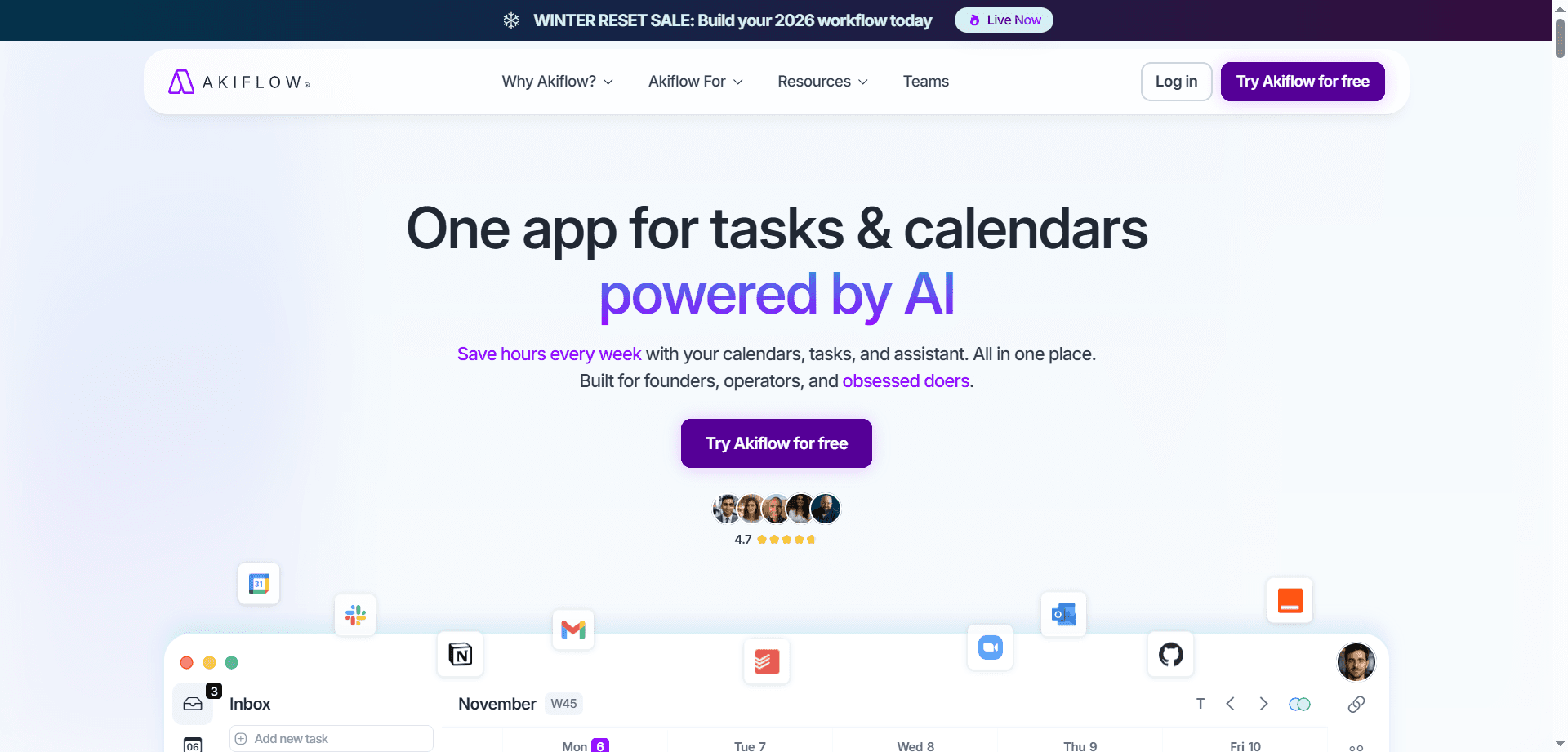 Akiflow Task Management Dashboard