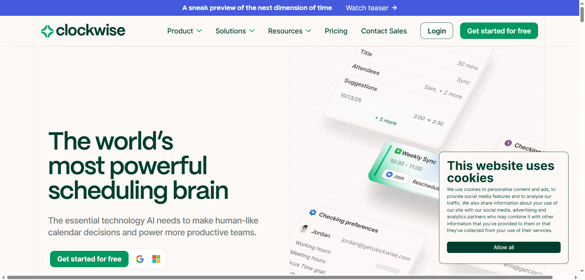 Clockwise Team Calendar Optimization