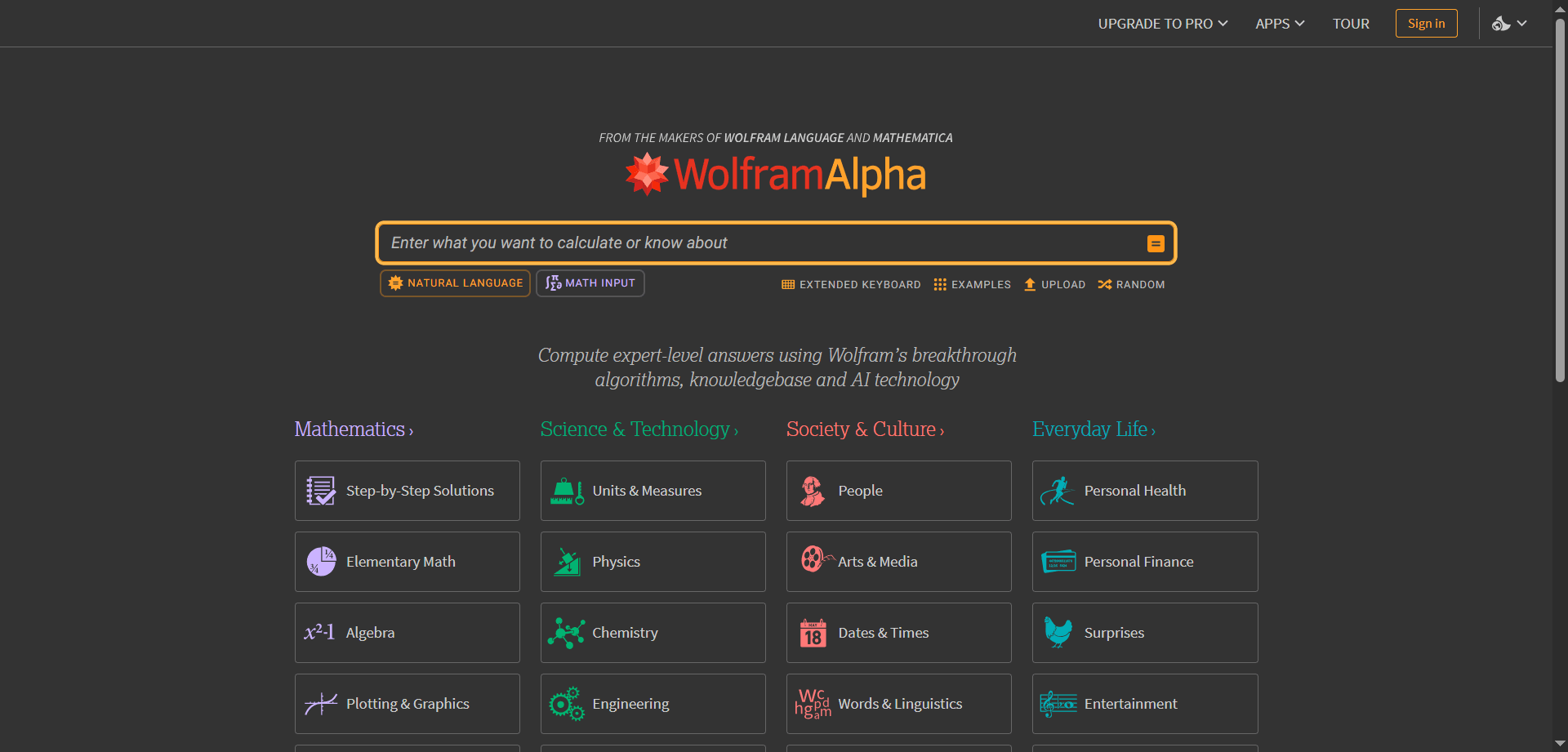 Wolfram Alpha AI Tool Interface